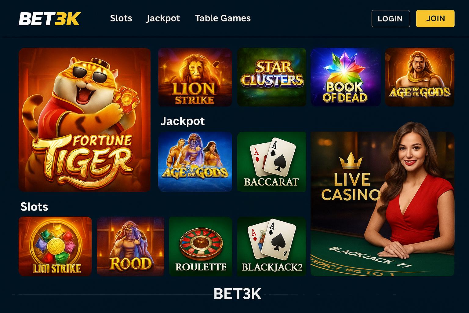 Jogos de cassino online BET3K