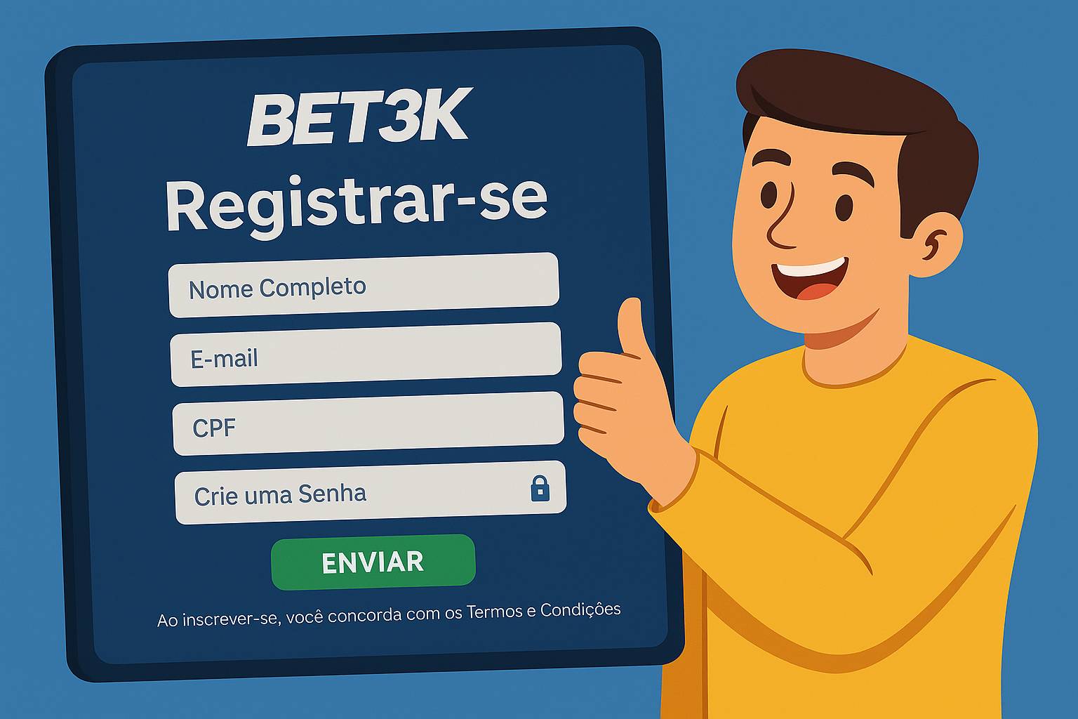 Não Perca tempo, o rRgistro na site BET3K